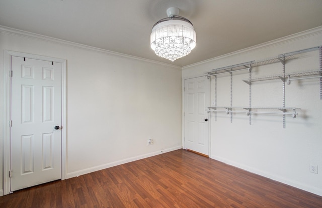 2519 Bradburn Hill Ln, Houston, TX 77014 - unfurnished bedroom with a chandelier, wood finished floors, baseboards, and crown molding