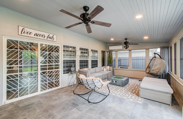 2519 Bradburn Hill Ln, Houston, TX 77014 - sunroom / solarium featuring an outdoor hangout area and a ceiling fan