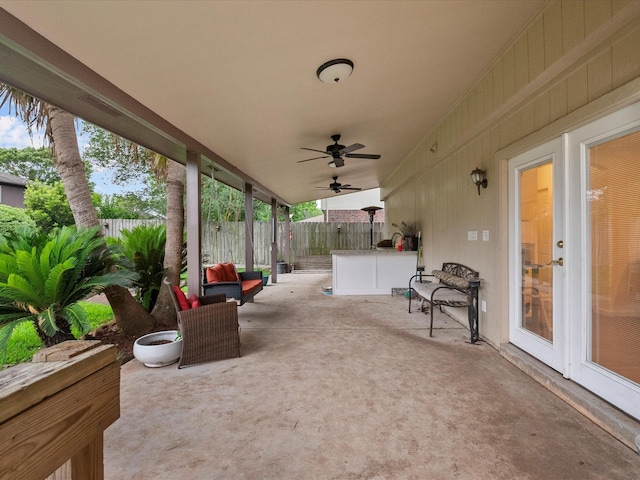 1814 Oak Valley Dr, Kemah, TX 77565 - view of patio / terrace with a fenced backyard and a ceiling fan