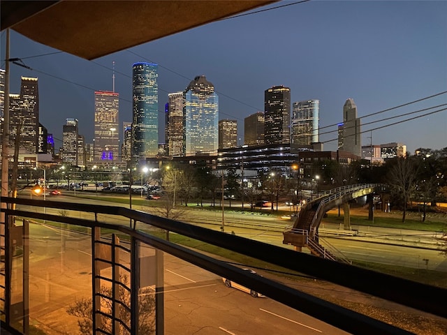 1804 N Memorial Way Unit B, Houston, TX 77007 - balcony at twilight with a view of city lights
