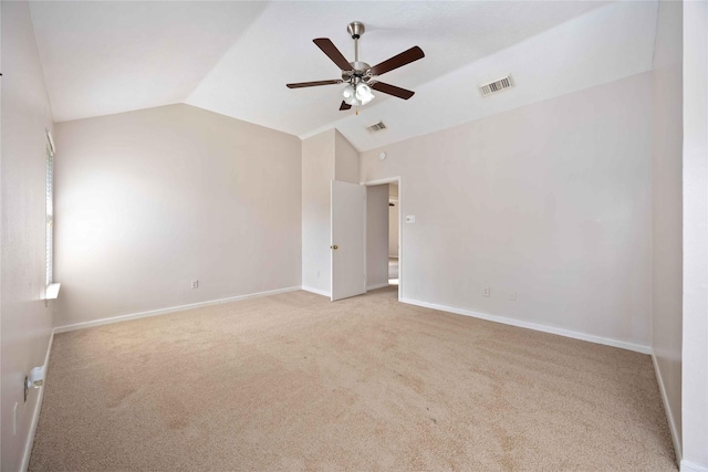17610 Mill Springs Dr, Spring, TX 77379 - carpeted empty room with lofted ceiling, a ceiling fan, and baseboards