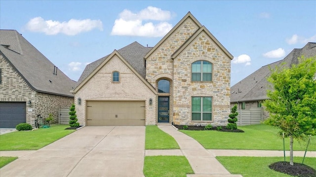 french country style house featuring stone siding and driveway