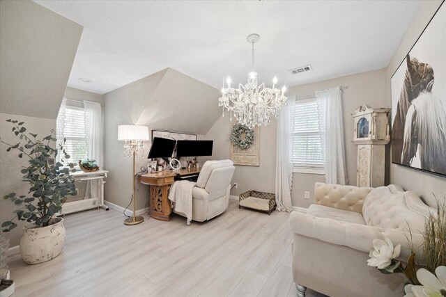 41103 Mill Creek Rd, Magnolia, TX 77354 - office with wood finished floors, a chandelier, and baseboards