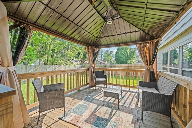 16815 Watering Oaks Ln, Houston, TX 77083 - wooden deck featuring a fenced backyard and outdoor lounge area
