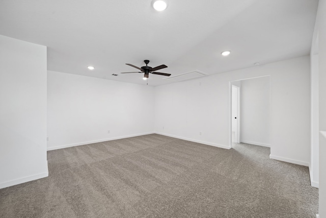 21705 Southern Valley Ln, New Caney, TX 77357 - carpeted spare room with attic access, recessed lighting, and a ceiling fan