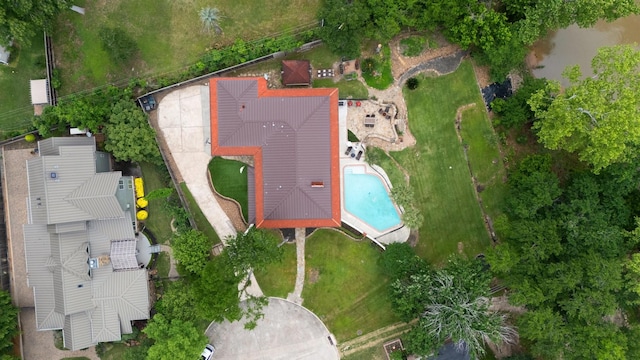 aerial view of a pool area