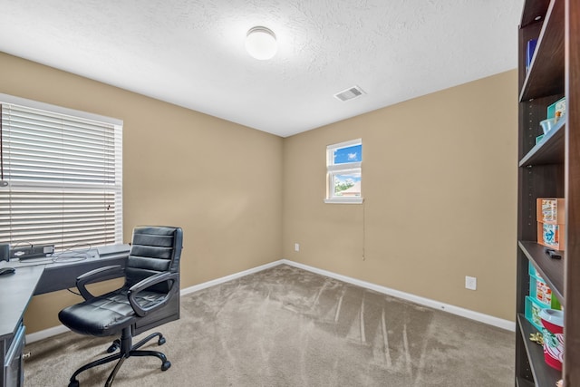 20703 Fawn Timber Trl, Humble, TX 77346 - office featuring carpet flooring, baseboards, and a textured ceiling