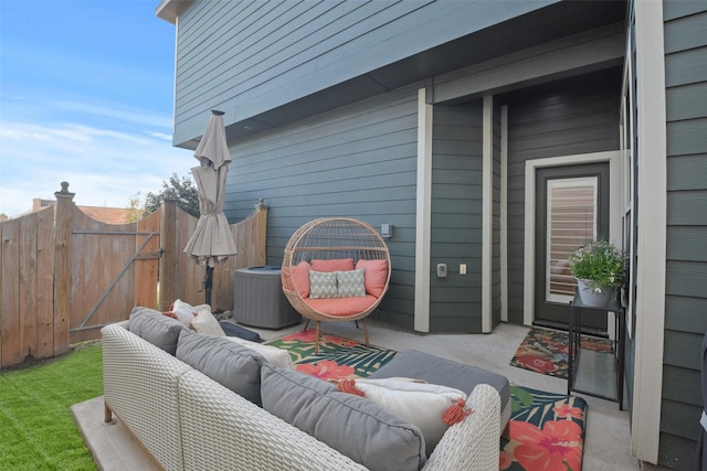 18135 Moonlit River Dr, Cypress, TX 77433 - view of patio / terrace featuring an outdoor hangout area, fence, and central air condition unit
