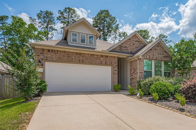 151 Scarlet Maple Ct, Willis, TX 77318 - view of front facade with brick siding, driveway, fence, and roof with shingles