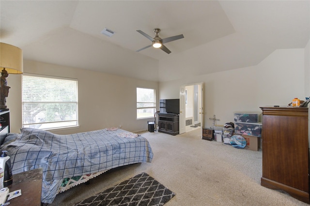 1635 Pebble Banks, Pasadena, TX 77586 - carpeted bedroom with lofted ceiling, a ceiling fan, and ensuite bathroom