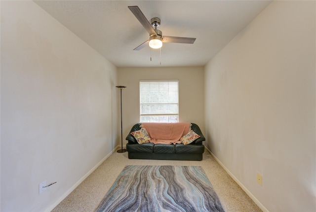 1635 Pebble Banks, Pasadena, TX 77586 - living area with a ceiling fan, carpet floors, and baseboards
