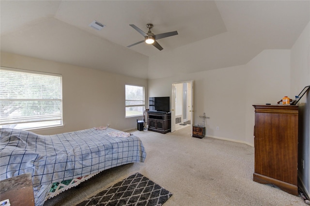 1635 Pebble Banks, Pasadena, TX 77586 - carpeted bedroom featuring vaulted ceiling, baseboards, and ceiling fan