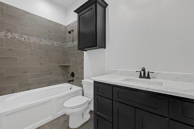 318 Little Spring Ct, Anahuac, TX 77523 - full bath featuring toilet, bathing tub / shower combination, and vanity