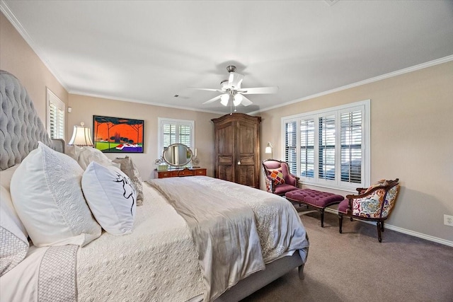12392 Fm 355, Trinity, TX 75862 - carpeted bedroom featuring crown molding, baseboards, and a ceiling fan