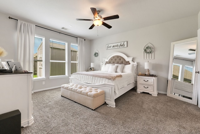 8619 Morning Dove Ln, Baytown, TX 77521 - bedroom featuring carpet, baseboards, and a ceiling fan