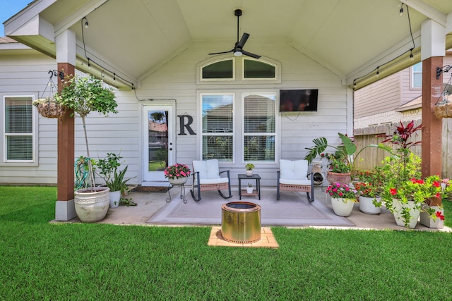 8619 Morning Dove Ln, Baytown, TX 77521 - view of patio / terrace featuring a ceiling fan