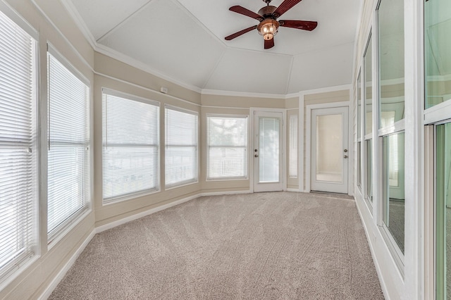 341 Sam, Houston Loop, Point Blank, TX 77364 - unfurnished sunroom featuring carpet flooring, plenty of natural light, and lofted ceiling
