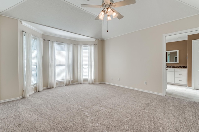 341 Sam, Houston Loop, Point Blank, TX 77364 - spare room with light carpet, ceiling fan, healthy amount of natural light, ornamental molding, and baseboards