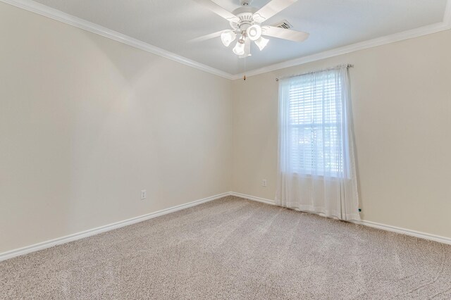 341 Sam, Houston Loop, Point Blank, TX 77364 - unfurnished room featuring ornamental molding, light carpet, ceiling fan, and baseboards