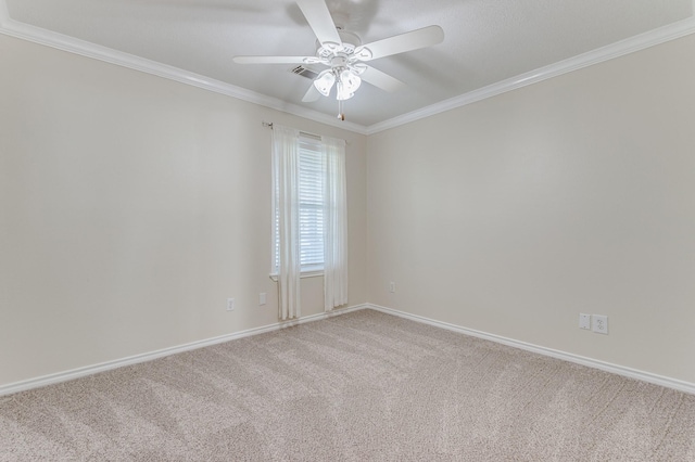 341 Sam, Houston Loop, Point Blank, TX 77364 - unfurnished room featuring light colored carpet, ceiling fan, ornamental molding, and baseboards
