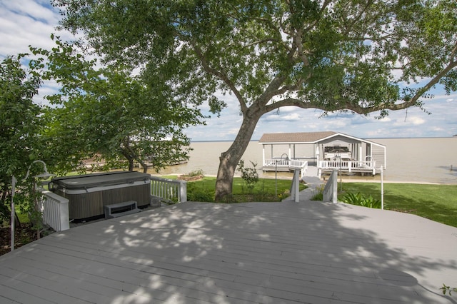 341 Sam, Houston Loop, Point Blank, TX 77364 - wooden deck with a hot tub