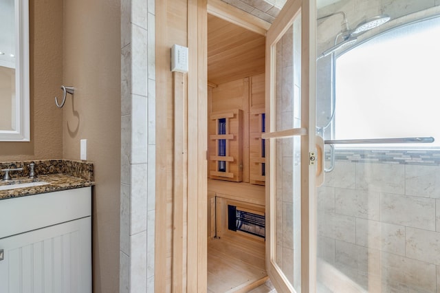 341 Sam, Houston Loop, Point Blank, TX 77364 - bathroom with vanity and a stall shower