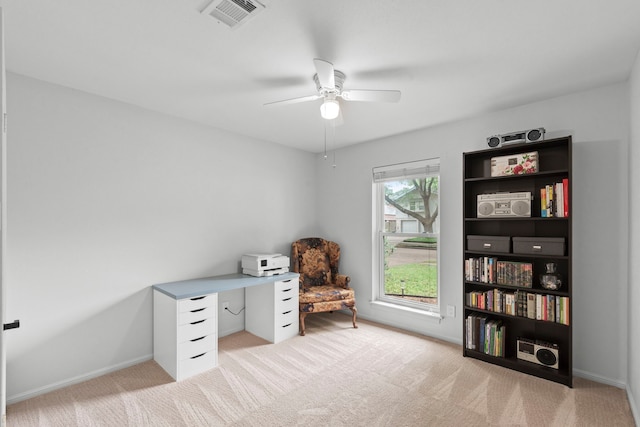 5918 Donwhite Ln, Houston, TX 77088 - office space featuring light colored carpet, a ceiling fan, and baseboards