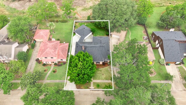 5918 Donwhite Ln, Houston, TX 77088 - aerial perspective of suburban area featuring property boundaries highlighted