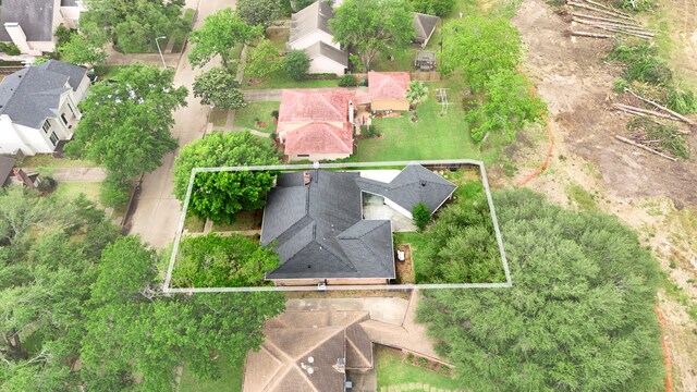 5918 Donwhite Ln, Houston, TX 77088 - aerial perspective of suburban area featuring property boundaries highlighted