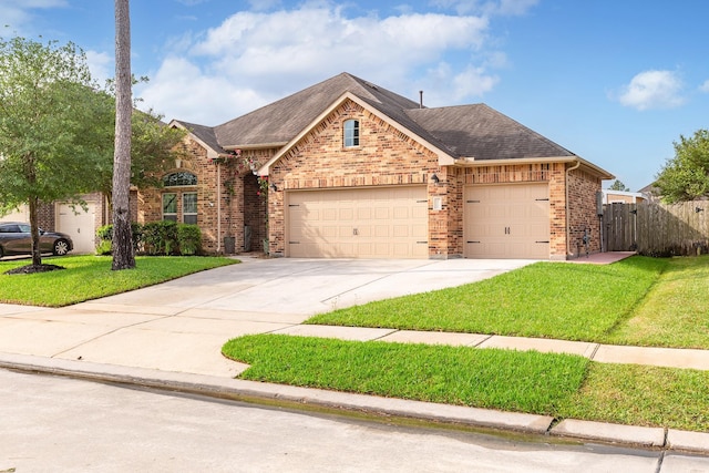 18107 Banpo Ct, Houston, TX 77044 - view of front of house with a garage, roof with shingles, brick siding, and concrete driveway