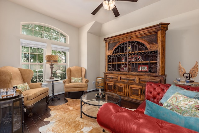 18107 Banpo Ct, Houston, TX 77044 - living area featuring a ceiling fan and wood finished floors
