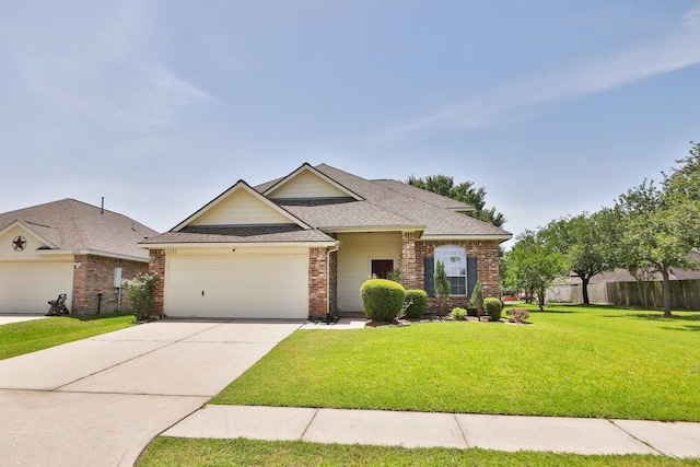 2202 Sugar Hill Dr, Deer Park, TX 77536 - view of front of property featuring brick siding, concrete driveway, an attached garage, and a shingled roof
