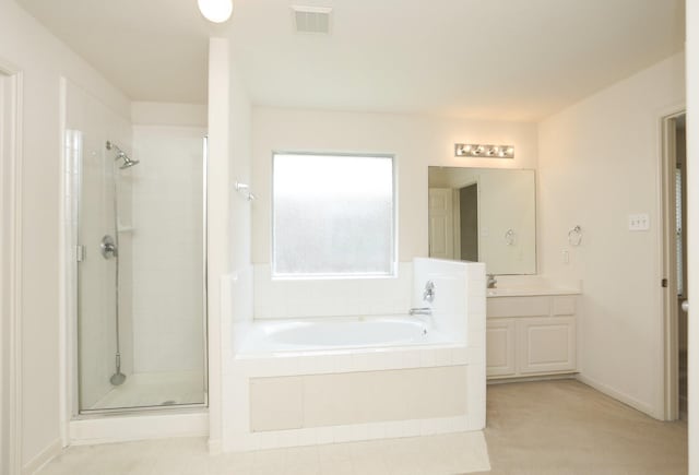 2202 Sugar Hill Dr, Deer Park, TX 77536 - bathroom with a stall shower, vanity, and a bath