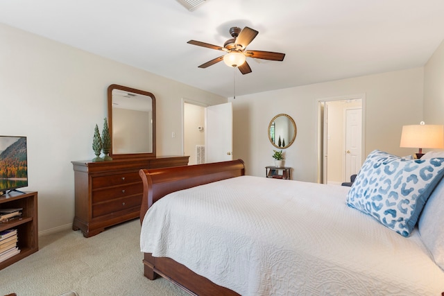 5407 Westminister Ct, Houston, TX 77069 - bedroom with light colored carpet, baseboards, and ceiling fan