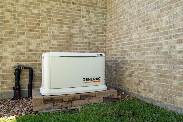 exterior view of a power unit and brick siding