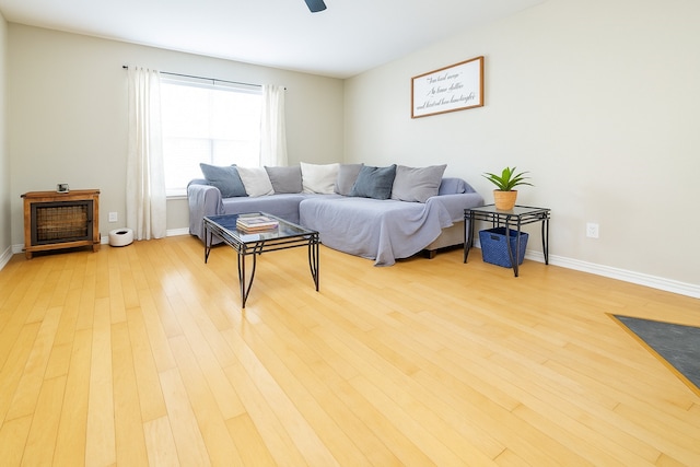 11606 Curry Ridge Ln, Tomball, TX 77377 - living room with wood finished floors, baseboards, and a ceiling fan