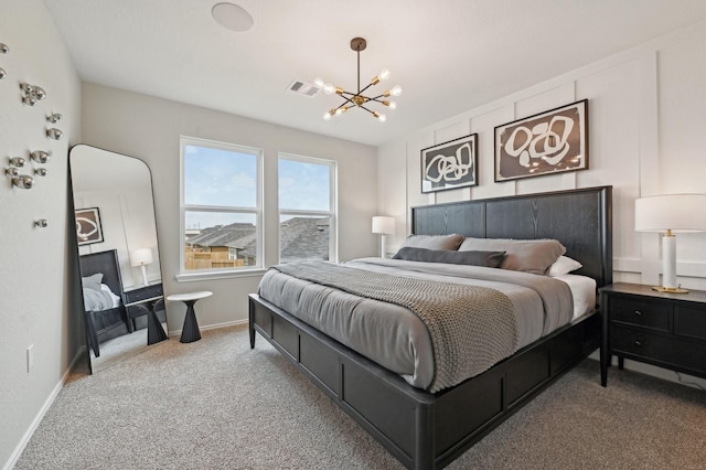 16602 Bobal Path, Houston, TX 77090 - carpeted bedroom with a chandelier and baseboards
