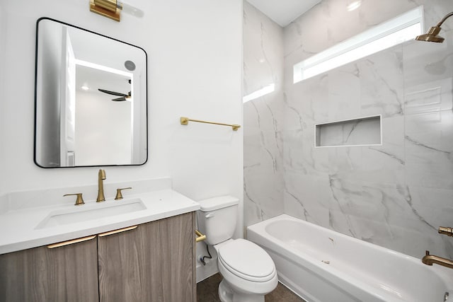 full bathroom featuring toilet, vanity, and shower / tub combination
