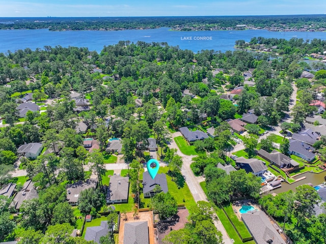 3203 Hemingway Dr, Montgomery, TX 77356 - aerial view of residential area with a nearby body of water