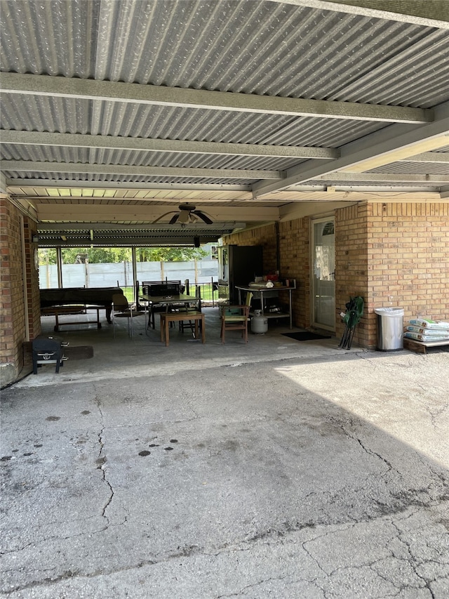 garage featuring fence