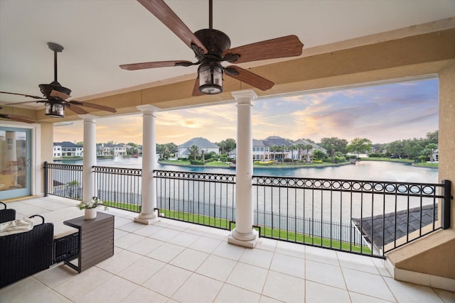 22 Berenger Pl, Sugar Land, TX 77479 - view of patio with ceiling fan and a water view