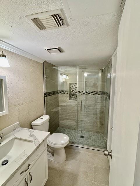 11957 Bob White Dr Unit 863, Houston, TX 77035 - full bath with a textured ceiling, toilet, a shower stall, and vanity