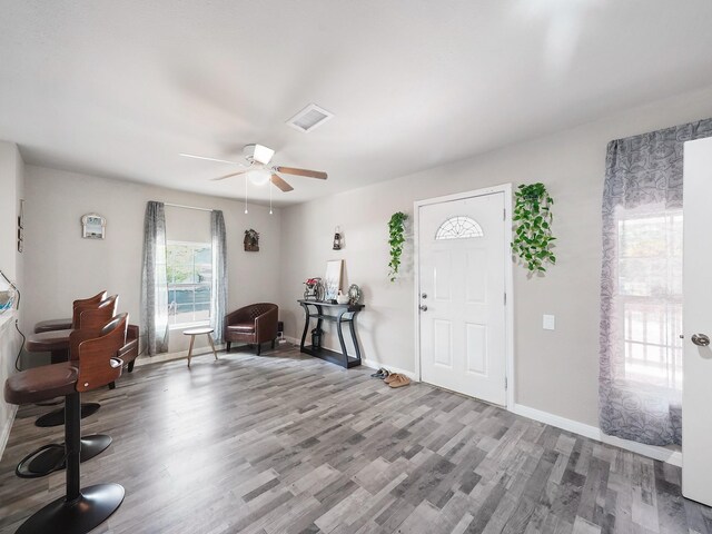 29 County Road 2131 Unit A, Cleveland, TX 77327 - entryway with wood finished floors, ceiling fan, and baseboards
