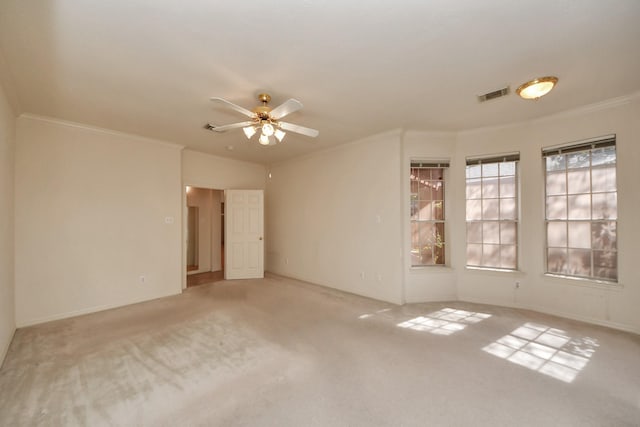 1119 Summer Brk, Sugar Land, TX 77479 - empty room featuring a ceiling fan, carpet flooring, and ornamental molding