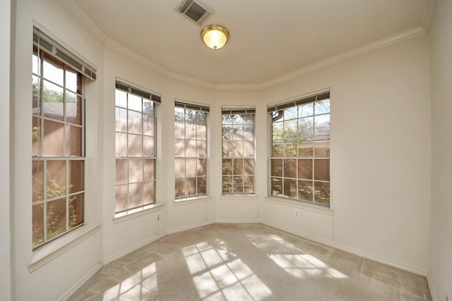 1119 Summer Brk, Sugar Land, TX 77479 - unfurnished sunroom featuring carpet, healthy amount of natural light, ornamental molding, and baseboards