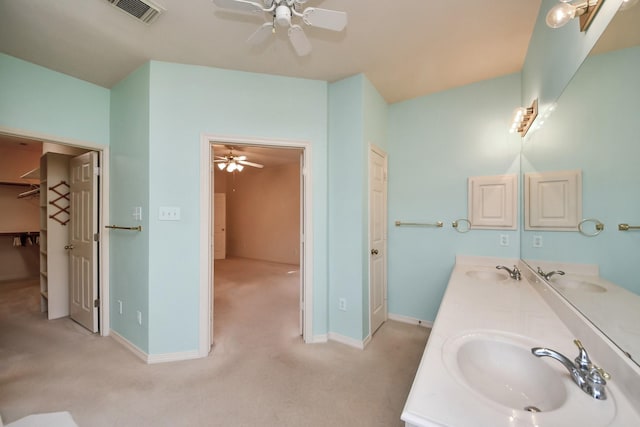 1119 Summer Brk, Sugar Land, TX 77479 - full bathroom with ceiling fan, baseboards, and double vanity