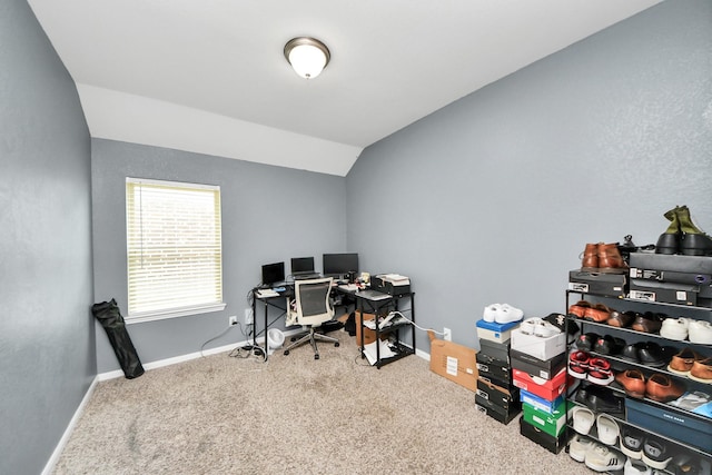 7215 Cypress Pin Oak Dr, Cypress, TX 77433 - office area with carpet, lofted ceiling, and baseboards