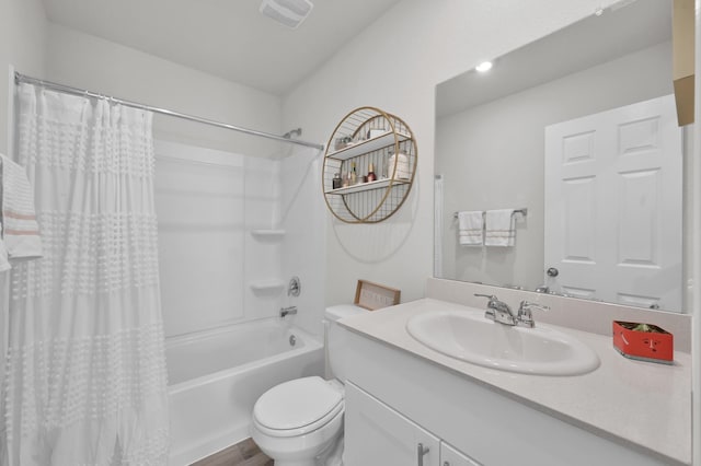 8230 Red Spruce St, Magnolia, TX 77354 - bathroom with toilet, vanity, shower / tub combo, and wood finished floors
