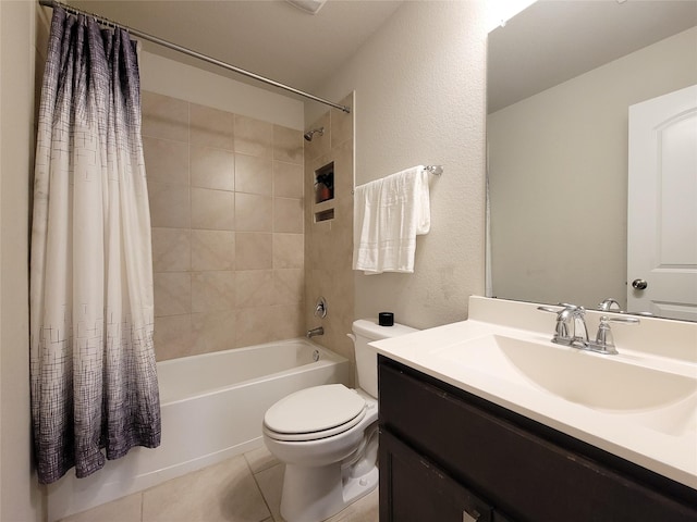 4931 Marina Shores Ct, Katy, TX 77493 - full bathroom featuring tile patterned flooring, shower / bath combo, toilet, and vanity