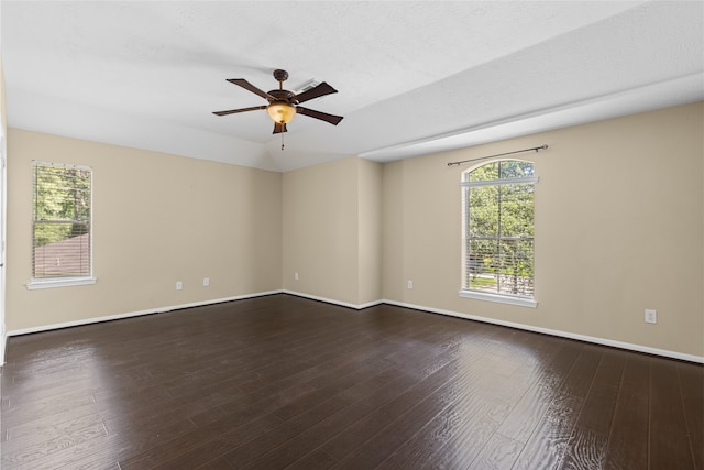 20106 Pinehaven Ln, Spring, TX 77379 - unfurnished room featuring ceiling fan, baseboards, and dark wood finished floors